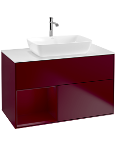 Villeroy und Boch Finion Waschtischunterschrank F771HBHB 100cm, Abdeckplatte white matt, Regale Peony matt lacquer, Peony Matt