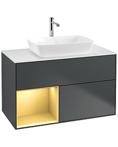 Villeroy und Boch Finion Villeroy und Boch Finion F771HFHG 100cm, cover plate white matt, shelves gold matt lacquer, midnight Blue Matt Lacquer