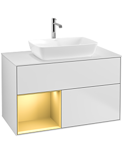 Villeroy und Boch Finion Villeroy und Boch Finion F771HFMT 100cm, cover plate white matt, shelves gold matt lacquer, white matt lacquer