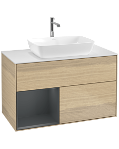 Villeroy und Boch Finion Villeroy und Boch Finion F771HGPC 100cm, cover plate white matt, shelves midnight matt lacquer, Oak Veneer