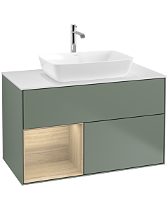 Villeroy und Boch Finion Villeroy und Boch Finion F771PCGM 100cm, cover plate white matt, shelves Oak Veneer , Olive Matt Lacquer