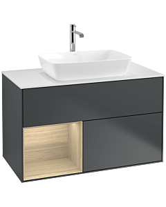 Villeroy und Boch Finion Villeroy und Boch Finion F771PCHG 100cm, cover plate white matt, shelves Oak Veneer , midnight Blue Matt Lacquer
