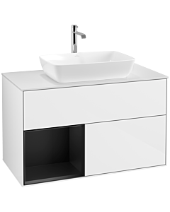 Villeroy und Boch Finion Villeroy und Boch Finion F771PDGF 100cm, cover plate white matt, shelves black matt lacquer, glossy white lacquer