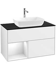 Villeroy und Boch Finion Villeroy und Boch Finion F772GFGF 100cm, cover plate black matt, shelves Glossy white lacquer, Glossy white lacquer