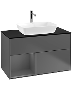 Villeroy und Boch Finion Villeroy und Boch Finion F772GKGK 100cm, cover plate black matt, shelves anthracite matt lacquer, anthracite matt
