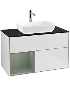 Villeroy und Boch Finion Villeroy und Boch Finion F772GMMT 100cm, cover plate black matt, shelves olive matt lacquer, white matt lacquer