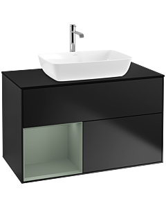 Villeroy und Boch Finion Villeroy und Boch Finion F772GMPD 100cm, cover plate black matt, shelves olive matt lacquer, black matt lacquer