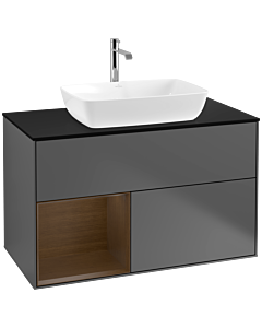 Villeroy und Boch Finion Villeroy und Boch Finion F772GNGK 100cm, cover plate black matt, shelves Walnut Veneer , anthracite matt