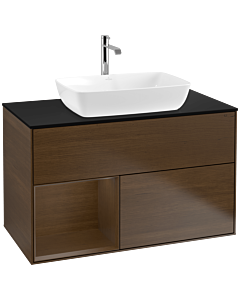 Villeroy und Boch Finion Villeroy und Boch Finion F772GNGN 100cm, cover plate black matt, shelves Walnut Veneer , Walnut Veneer veneer