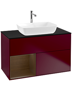 Villeroy und Boch Finion Villeroy und Boch F772GNHB 100cm, plaque de finition noir mat, étagères Walnut Veneer , Peony Matt