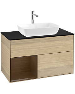 Villeroy und Boch Finion Villeroy und Boch F772GNPC 100cm, plaque de finition noir mat, étagères Walnut Veneer , Oak Veneer