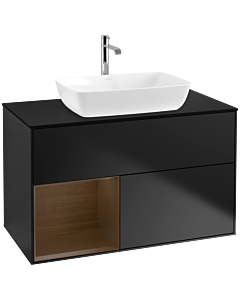 Villeroy und Boch Finion Villeroy und Boch Finion F772GNPD 100cm, cover plate black matt, shelves Walnut Veneer , black matt lacquer