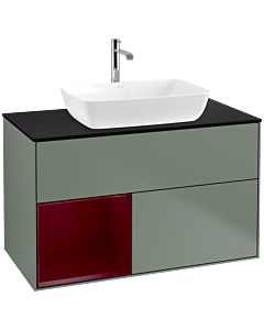 Villeroy und Boch Finion Villeroy und Boch Finion F772HBGM 100cm, cover plate black matt, shelves Peony matt lacquer, Olive Matt Lacquer