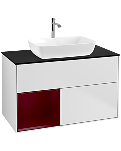 Villeroy und Boch Finion Villeroy und Boch Finion F772HBMT 100cm, cover plate black matt, shelves Peony matt lacquer, white matt lacquer
