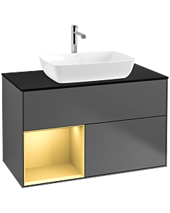 Villeroy und Boch Finion Villeroy und Boch Finion F772HFGK 100cm, cover plate black matt, shelves gold matt lacquer, anthracite matt