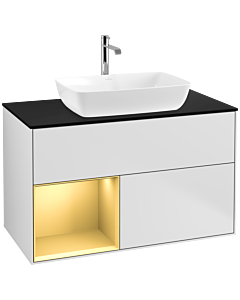 Villeroy und Boch Finion Villeroy und Boch Finion F772HFMT 100cm, cover plate black matt, shelves gold matt lacquer, white matt lacquer