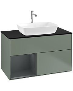 Villeroy und Boch Finion Villeroy und Boch Finion F772HGGM 100cm, cover plate black matt, shelves midnight matt lacquer, Olive Matt Lacquer