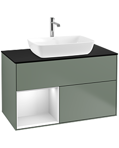 Villeroy und Boch Finion Villeroy und Boch Finion F772MTGM 100cm, cover plate black matt, shelves white matt lacquer, Olive Matt Lacquer