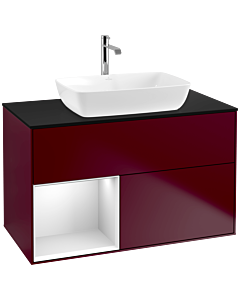 Villeroy und Boch Finion Villeroy und Boch Finion F772MTHB 100cm, cover plate black matt, shelves white matt lacquer, Peony Matt