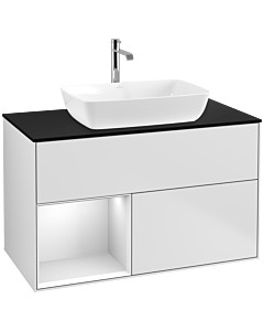Villeroy und Boch Finion Villeroy und Boch Finion F772MTMT 100cm, cover plate black matt, shelves white matt lacquer, white matt lacquer