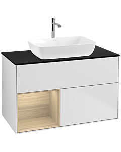 Villeroy und Boch Finion Villeroy und Boch Finion F772PCMT 100cm, cover plate black matt, shelves Oak Veneer , white matt lacquer