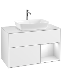 Villeroy und Boch Finion Villeroy und Boch Finion F781GFGF 100cm, cover plate white matt, shelves Glossy white lacquer, Glossy white lacquer