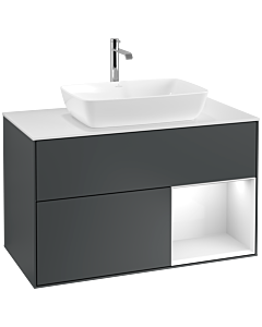 Villeroy und Boch Finion Villeroy und Boch Finion F781GFHG 100cm, cover plate white matt, shelves Glossy white lacquer, Midnight Blue Matt Lacquer