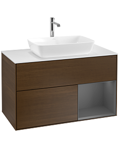 Villeroy und Boch Finion Villeroy und Boch Finion F781GKGN 100cm, cover plate white matt, shelves anthracite matt lacquer, walnut veneer