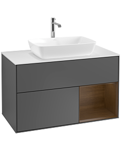 Villeroy und Boch Finion Villeroy und Boch Finion F781GNGK 100cm, cover plate white matt, shelves Walnut Veneer , anthracite matt