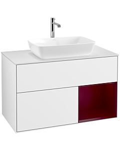 Villeroy und Boch Finion Villeroy und Boch Finion F781HBGF 100cm, cover plate white matt, shelves Peony matt lacquer, glossy white lacquer