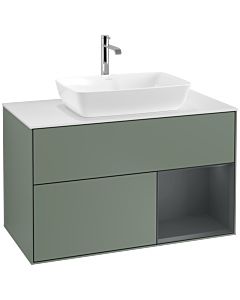 Villeroy und Boch Finion Villeroy und Boch Finion F781HGGM 100cm, cover plate white matt, shelves midnight matt lacquer, Olive Matt Lacquer