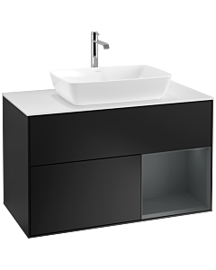 Villeroy und Boch Finion Villeroy und Boch Finion F781HGPD 100cm, cover plate white matt, shelves midnight matt lacquer, black matt lacquer