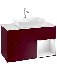 Villeroy und Boch Finion Waschtischunterschrank F781MTHB 100cm, Abdeckplatte white matt, Regale White matt lacquer, Peony Matt