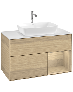 Villeroy und Boch Finion Villeroy und Boch Finion F781PCPC 100cm, cover plate white matt, shelves Oak Veneer , Oak Veneer