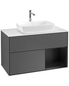 Villeroy und Boch Finion Villeroy und Boch Finion F781PDGK 100cm, cover plate white matt, shelves black matt lacquer, anthracite matt