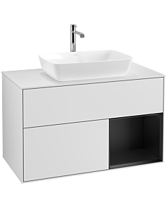 Villeroy und Boch Finion Villeroy und Boch Finion F781PDMT 100cm, cover plate white matt, shelves black matt lacquer, white matt lacquer