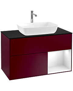 Villeroy und Boch Finion Villeroy und Boch Finion F782GFHB 100cm, cover plate black matt, shelves Glossy white lacquer, Peony Matt