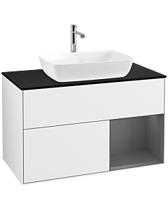 Villeroy und Boch Finion Villeroy und Boch Finion F782GKGF 100cm, cover plate black matt, shelves anthracite matt lacquer, glossy white lacquer