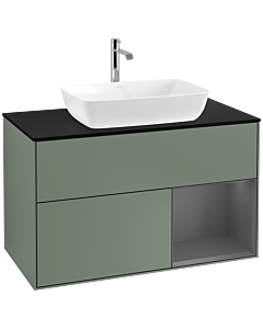Villeroy und Boch Finion Villeroy und Boch Finion F782GKGM 100cm, cover plate black matt, shelves anthracite matt lacquer, Olive Matt Lacquer