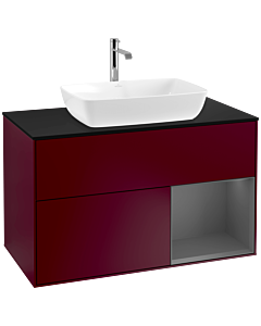 Villeroy und Boch Finion Villeroy und Boch F782GKHB 100cm, plaque de finition noir mat, étagères Laque anthracite mat, Peony Matt