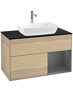 Villeroy und Boch Finion Villeroy und Boch Finion F782GKPC 100cm, cover plate black matt, shelves anthracite matt lacquer, Oak Veneer