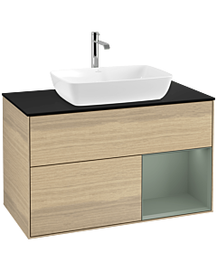 Villeroy und Boch Finion Villeroy und Boch Finion F782GMPC 100cm, cover plate black matt, shelves olive matt lacquer, Oak Veneer