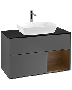 Villeroy und Boch Finion Villeroy und Boch Finion F782GNGK 100cm, cover plate black matt, shelves Walnut Veneer , anthracite matt