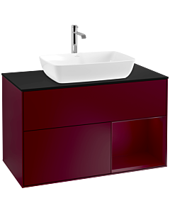 Villeroy und Boch Finion Villeroy und Boch Finion F782HBHB 100cm, cover plate black matt, shelves Peony matt lacquer, Peony Matt