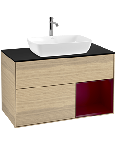 Villeroy und Boch Finion Villeroy und Boch Finion F782HBPC 100cm, cover plate black matt, shelves Peony matt lacquer, Oak Veneer