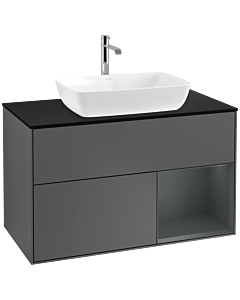 Villeroy und Boch Finion Villeroy und Boch Finion F782HGGK 100cm, cover plate black matt, shelves midnight matt lacquer, anthracite matt