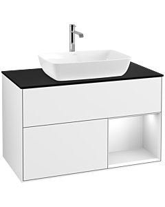 Villeroy und Boch Finion Villeroy und Boch Finion F782MTGF 100cm, cover plate black matt, shelves white matt lacquer, glossy white lacquer