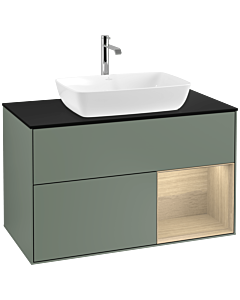 Villeroy und Boch Finion Villeroy und Boch Finion F782PCGM 100cm, cover plate black matt, shelves Oak Veneer , Olive Matt Lacquer