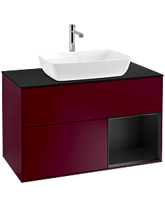 Villeroy und Boch Finion Villeroy und Boch F782PDHB 100cm, plaque de finition noire mate, étagères laquées noires mat, Peony Matt