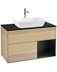 Villeroy und Boch Finion Villeroy und Boch Finion F782PDPC 100cm, cover plate black matt, shelves black matt lacquer, Oak Veneer